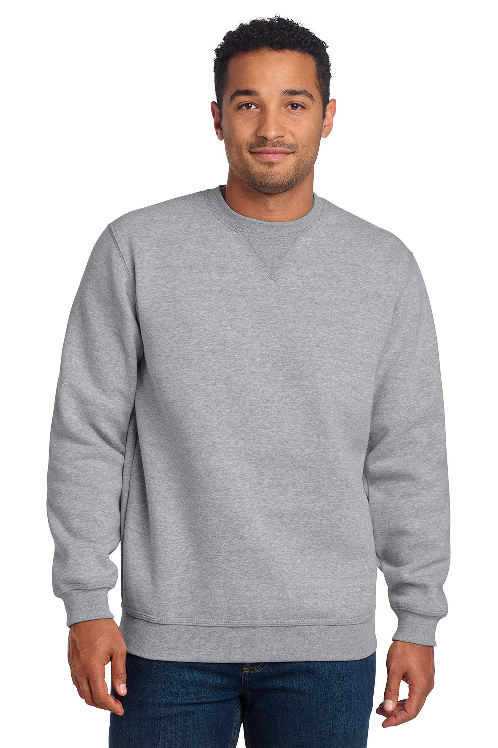 Man wearing a gray sweatshirt on a white background, Embroidered Carhartt® Midweight Crewneck Sweatshirt
