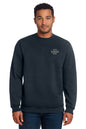 Man wearing a navy blue sweatshirt with 'Your Logo Here' text on a white background, Embroidered Carhartt® Midweight Crewneck Sweatshirt