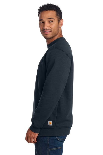 Man wearing a dark blue sweatshirt on a white background, Embroidered Carhartt® Midweight Crewneck Sweatshirt