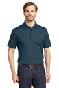 Man wearing a maroon polo shirt with a logo on a white background, Eddie Bauer® Performance Polo, Embroidered