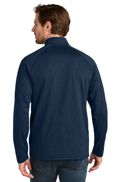 Man wearing a navy blue long-sleeve shirt on a white background. Eddie Bauer® Adventurer 1/4-Zip, Embroidered