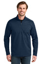 Man wearing a navy blue pullover on a white background. Eddie Bauer® Adventurer 1/4-Zip, Embroidered