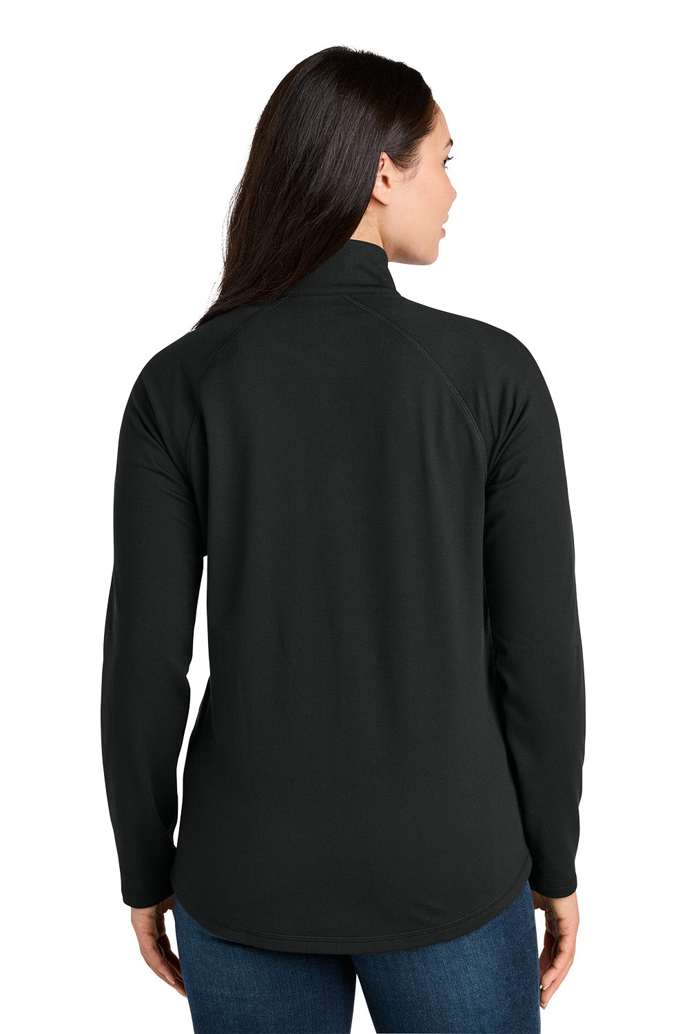 Person wearing a black long-sleeve shirt on a white background. Eddie Bauer® Women’s Adventurer Full-Zip, Embroidered