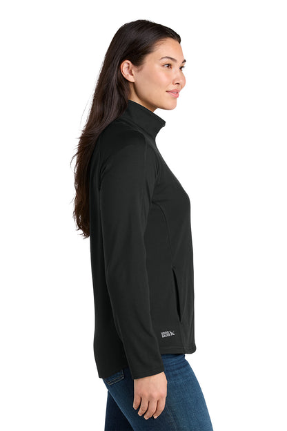Woman wearing a black jacket on a white background. Eddie Bauer® Women’s Adventurer Full-Zip, Embroidered