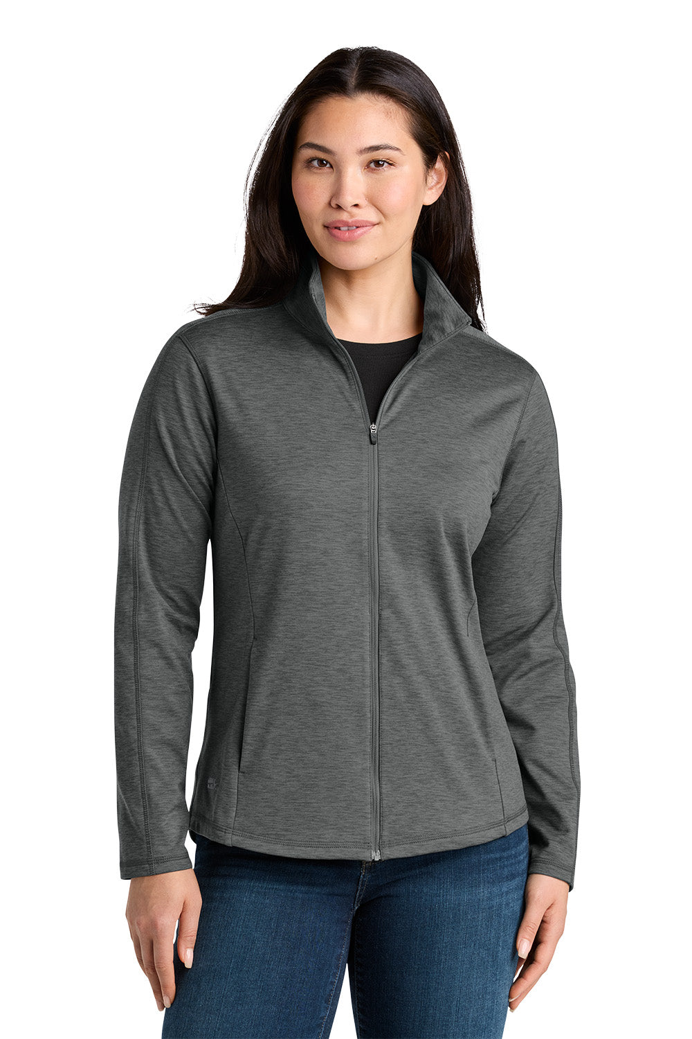 Woman wearing a gray jacket on a white background. Eddie Bauer® Women’s Adventurer Full-Zip, Embroidered