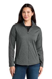 Woman wearing a gray jacket on a white background. Eddie Bauer® Women’s Adventurer Full-Zip, Embroidered