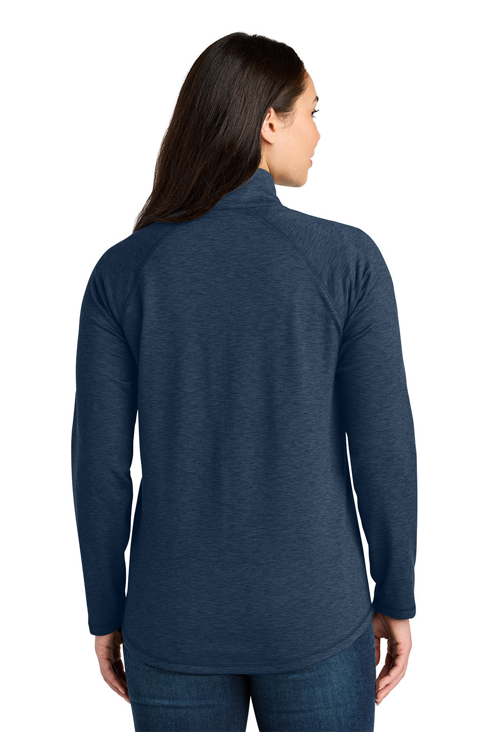 Woman wearing a blue long-sleeve shirt on a white background. Eddie Bauer® Women’s Adventurer Full-Zip, Embroidered