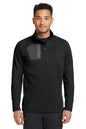 Man wearing a black pullover with a gray pocket on a white background. Eddie Bauer® 1/2-Zip Performance Fleece, Embroidered