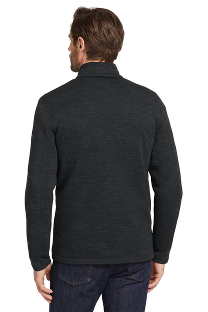Man wearing a dark gray pullover on a white background, Eddie Bauer® Sweater Fleece Full-Zip, Embroidered