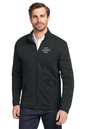 Man wearing a black jacket with a brand logo on a white background, Eddie Bauer® Sweater Fleece Full-Zip, Embroidered