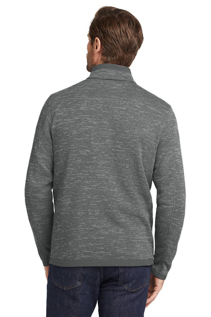 Man wearing a gray sweater from behind on a white background, Eddie Bauer® Sweater Fleece Full-Zip, Embroidered