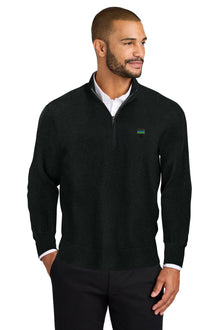 Man wearing a black quarter-zip sweater on a white background. Port Authority® Easy Care 1/4-Zip Sweater, GLMC