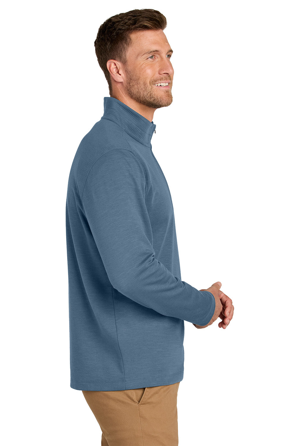 Man wearing a blue pullover on a white background. Port Authority® Breakwater 1/4-Zip Pullover, Embroidered