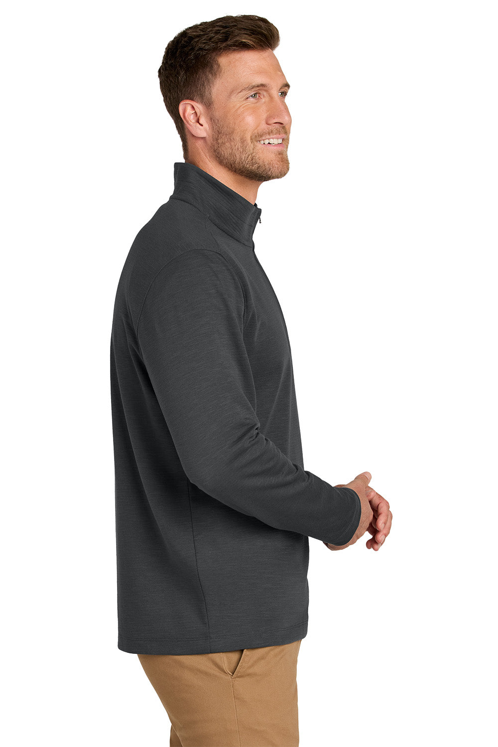 Man wearing a dark gray pullover on a white background. Port Authority® Breakwater 1/4-Zip Pullover, Embroidered