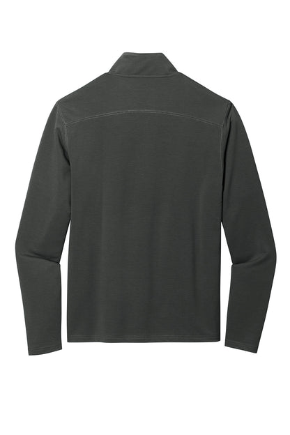Black long-sleeve shirt on a white background. Port Authority® Microterry 1/4-Zip Pullover, Embroidered by Helmsman Stitch Co.