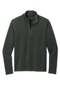 Black long-sleeve shirt with a quarter-zip on a white background. Port Authority® Microterry 1/4-Zip Pullover, Embroidered by Helmsman Stitch Co.