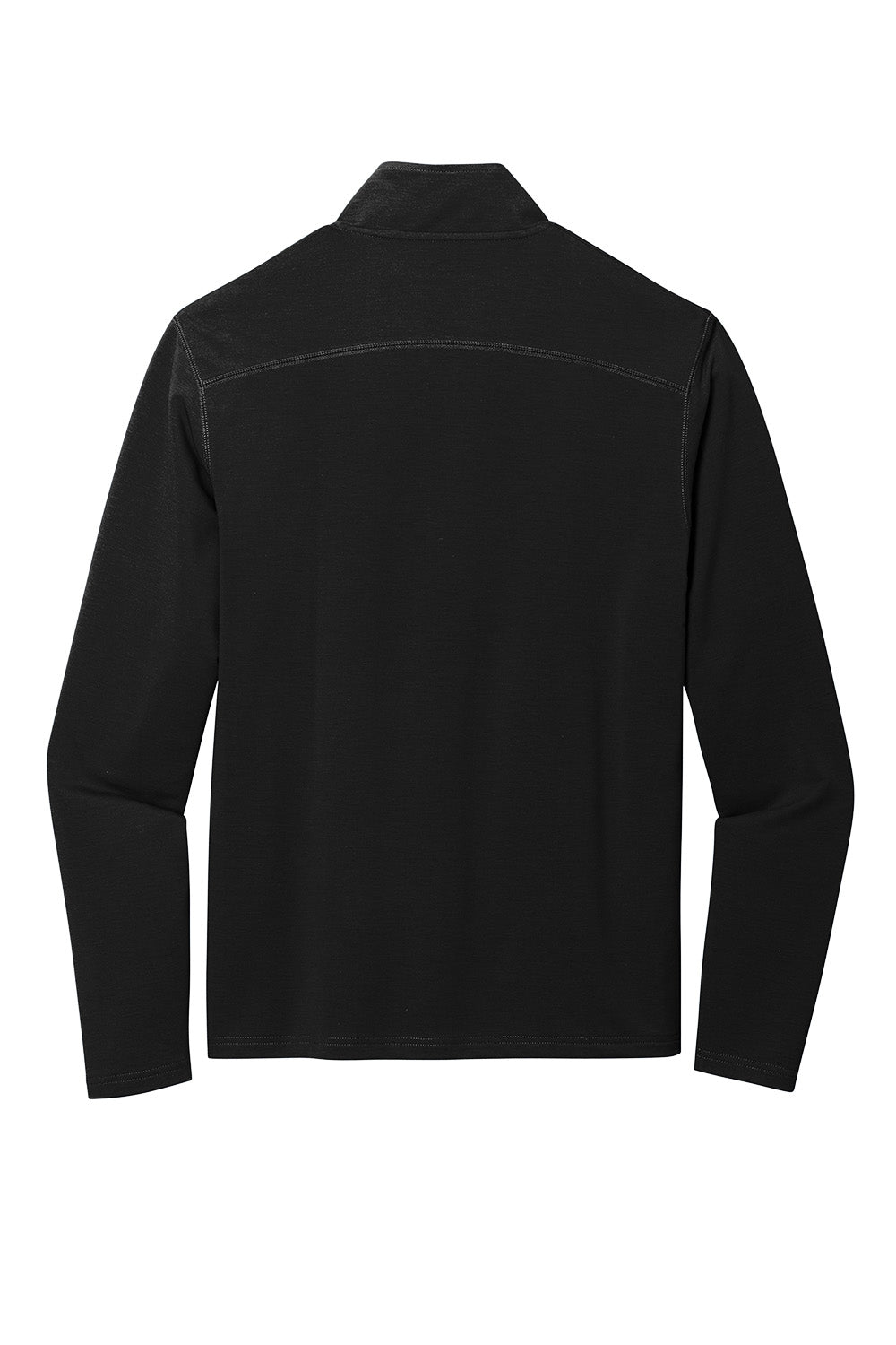 Black fleece jacket on a white background. Port Authority® Microterry 1/4-Zip Pullover, Embroidered by Helmsman Stitch Co.