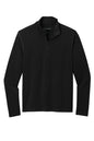 Black long-sleeve shirt with a quarter-zip on a white background. Port Authority® Microterry 1/4-Zip Pullover, Embroidered by Helmsman Stitch Co.
