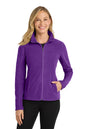 Woman wearing a purple jacket on a white background Port Authority® Women's Microfleece Jacket, Embroidered
