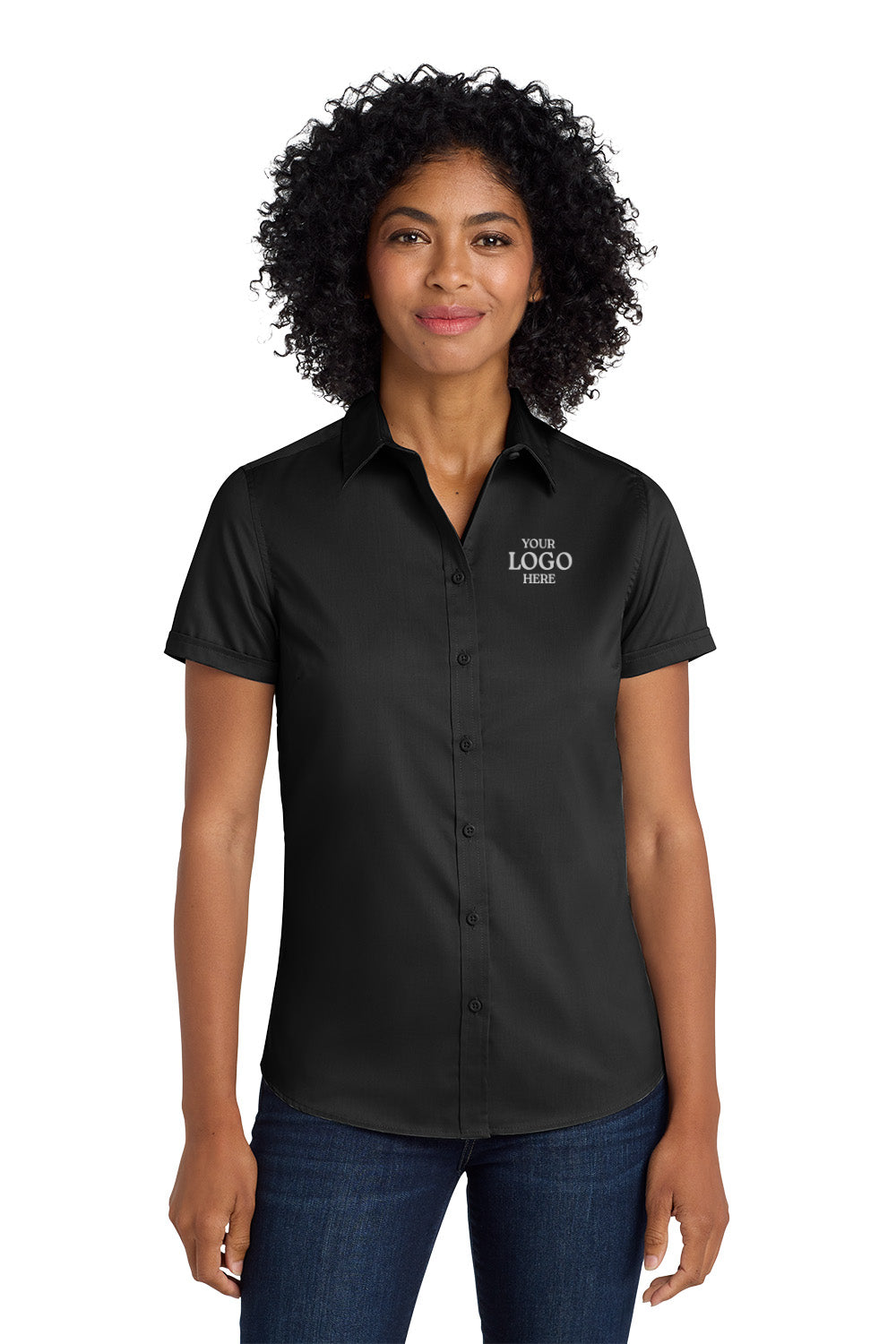 Port Authority® Women's Short Sleeve SuperPro™ Twill Shirt, Embroidered