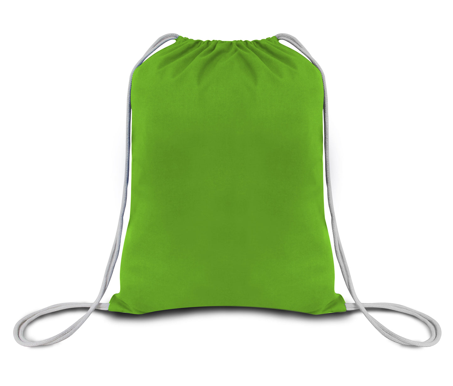 Green drawstring bag on a white background. OAD Economical Canvas Pack, Embroidered by Helmsman Stitch Co.
