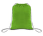 Green drawstring bag on a white background. OAD Economical Canvas Pack, Embroidered by Helmsman Stitch Co.
