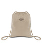 Beige drawstring bag with space for a logo on a white background. OAD Economical Canvas Pack, Embroidered by Helmsman Stitch Co.