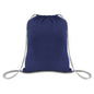 Navy blue drawstring bag on a white background. OAD Economical Canvas Pack, Embroidered by Helmsman Stitch Co.