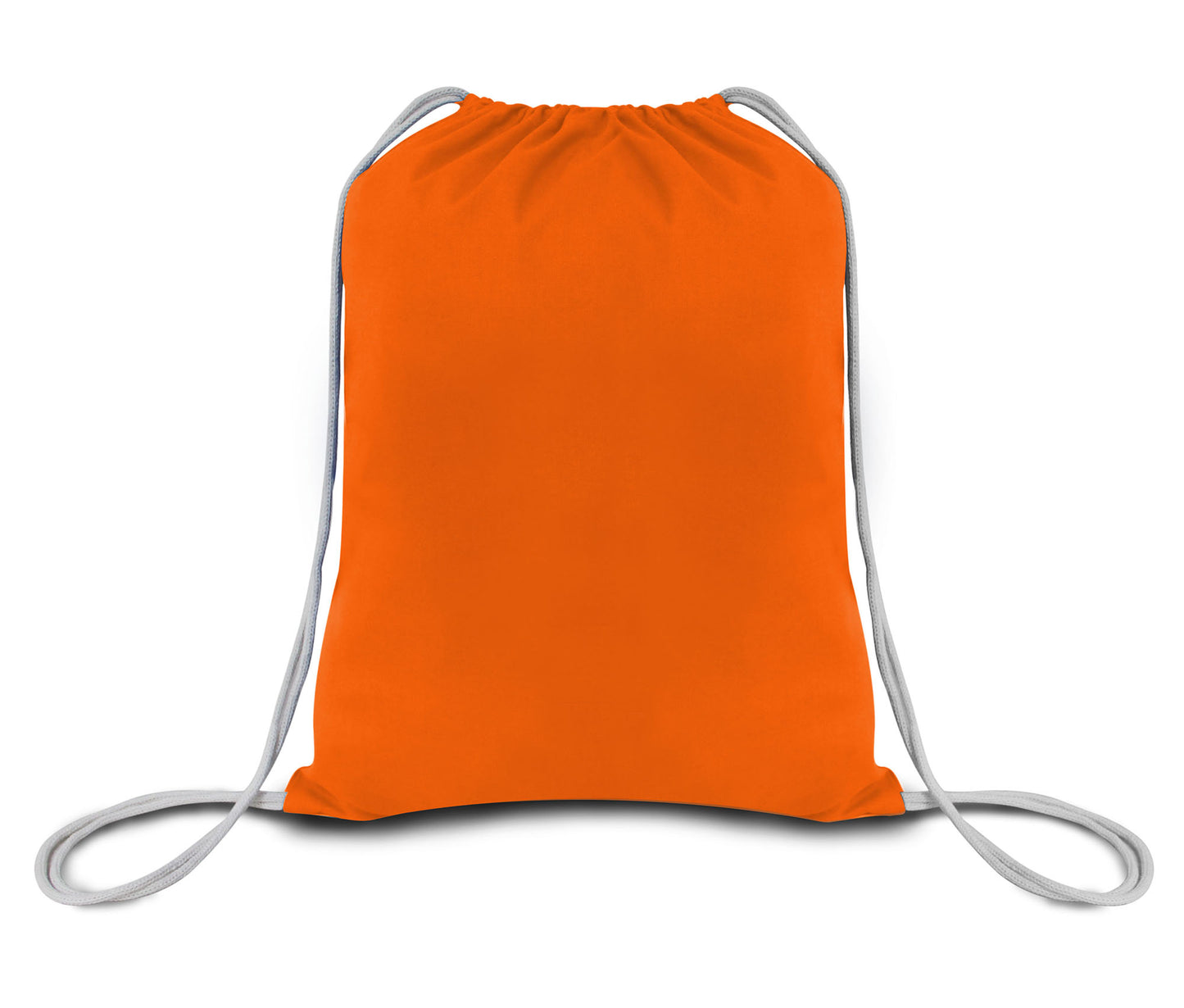 Orange drawstring bag on a white background. OAD Economical Canvas Pack, Embroidered by Helmsman Stitch Co.