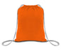 Orange drawstring bag on a white background. OAD Economical Canvas Pack, Embroidered by Helmsman Stitch Co.