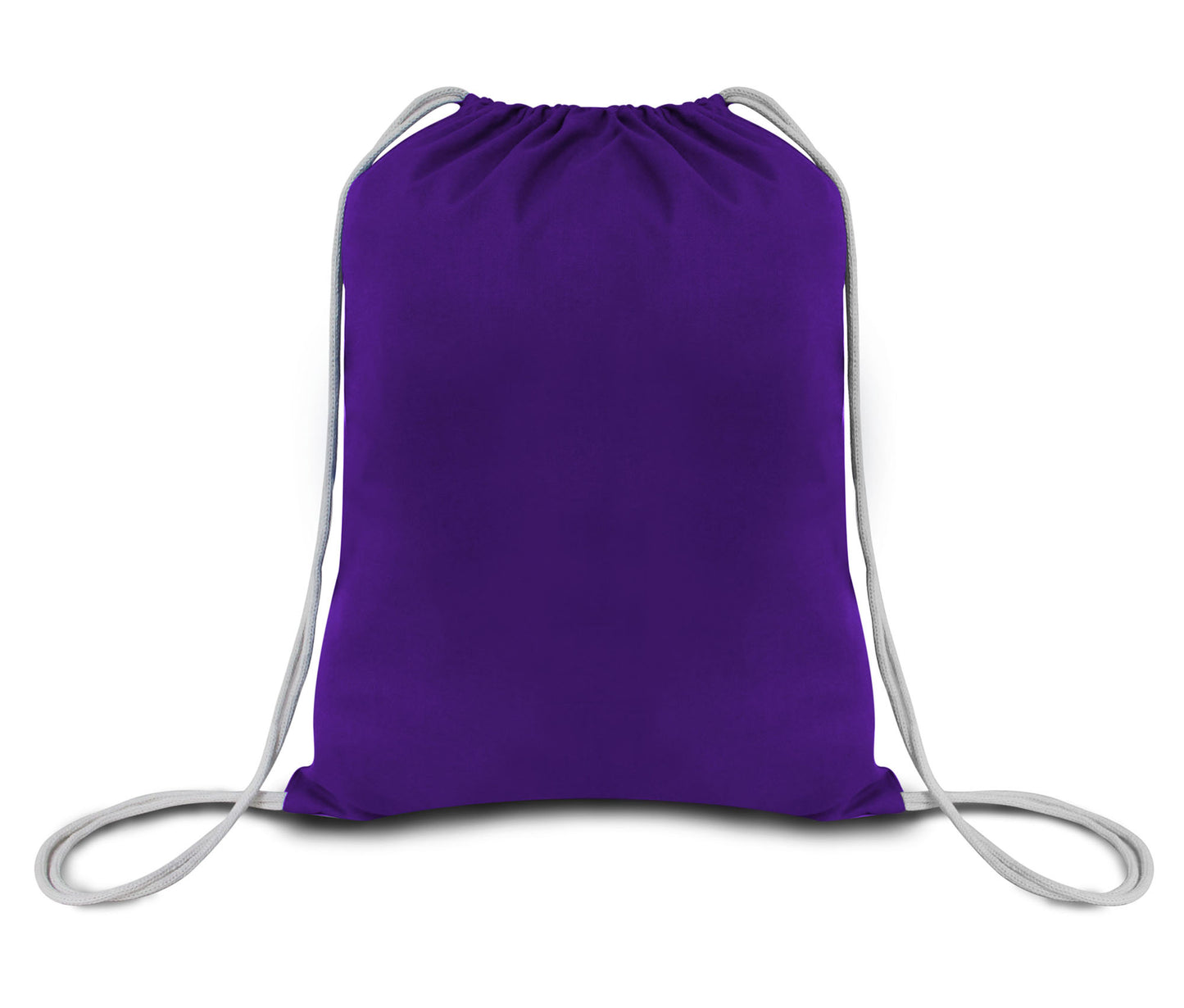 Purple drawstring bag on a white background. OAD Economical Canvas Pack, Embroidered by Helmsman Stitch Co.