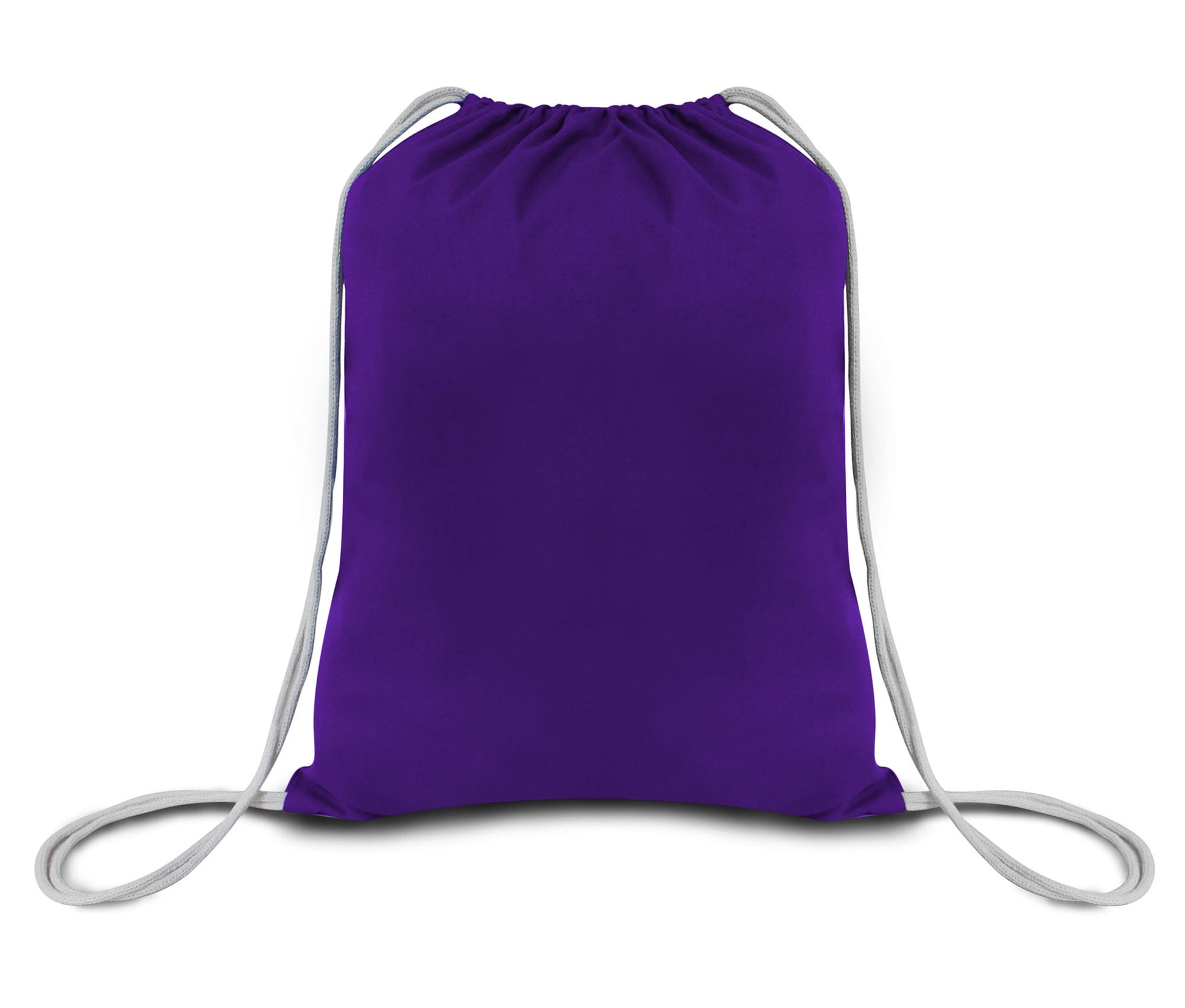 Purple drawstring bag on a white background. OAD Economical Canvas Pack, Embroidered by Helmsman Stitch Co.