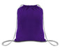 Purple drawstring bag on a white background. OAD Economical Canvas Pack, Embroidered by Helmsman Stitch Co.