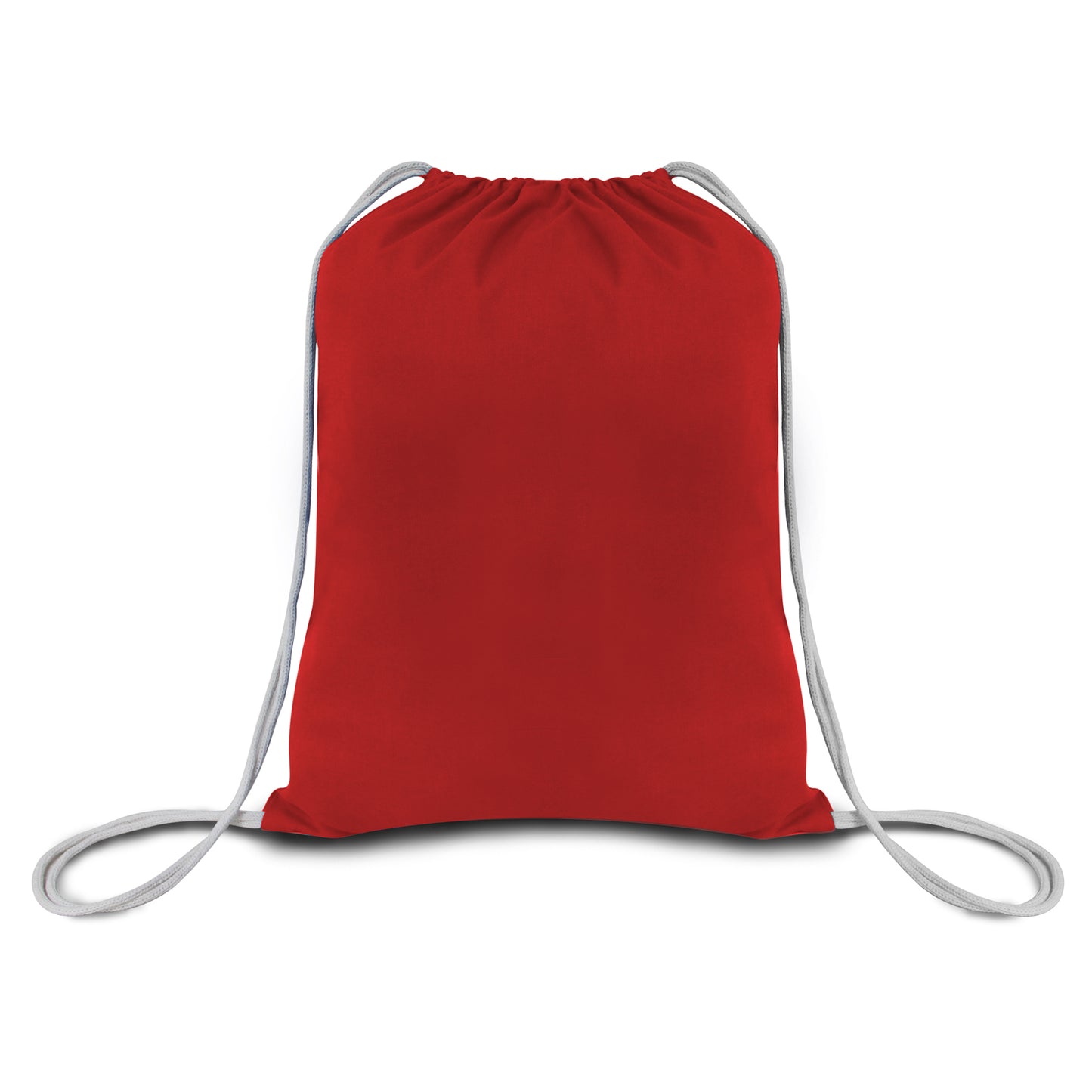 Red drawstring bag on a white background. OAD Economical Canvas Pack, Embroidered by Helmsman Stitch Co.