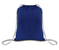 Blue drawstring bag on a white background. OAD Economical Canvas Pack, Embroidered by Helmsman Stitch Co.