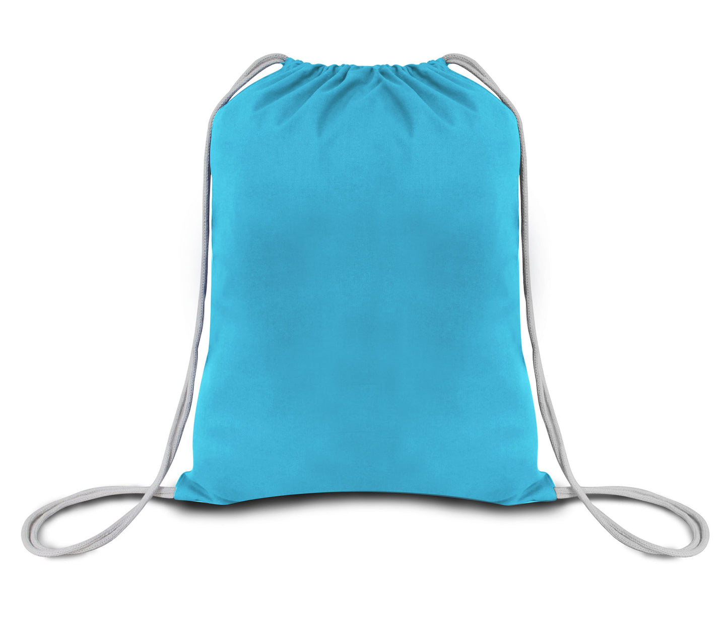 Blue drawstring bag on a white background. OAD Economical Canvas Pack, Embroidered by Helmsman Stitch Co.