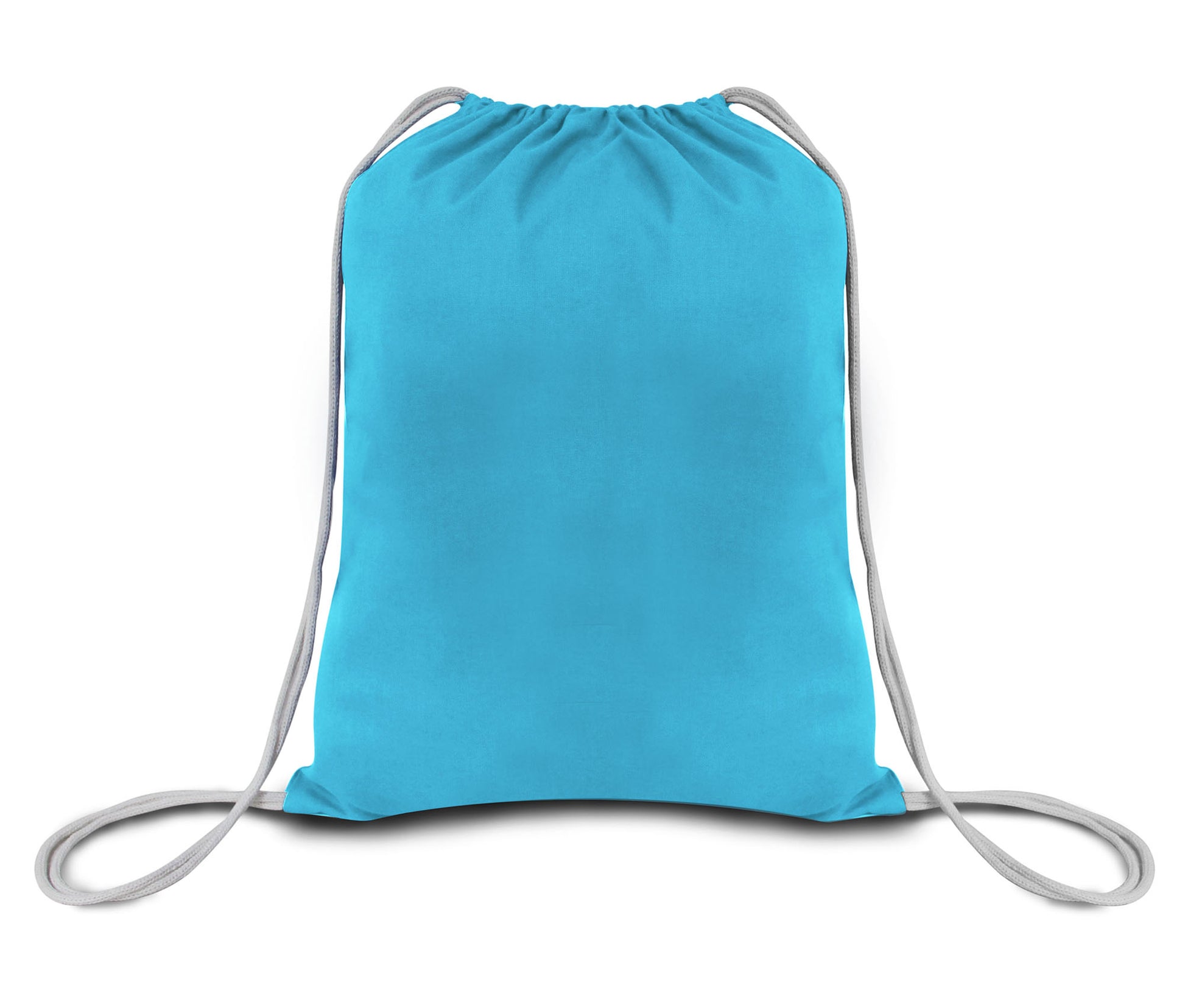 Blue drawstring bag on a white background. OAD Economical Canvas Pack, Embroidered by Helmsman Stitch Co.