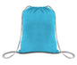 Blue drawstring bag on a white background. OAD Economical Canvas Pack, Embroidered by Helmsman Stitch Co.