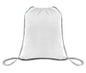 White drawstring bag on a white background. OAD Economical Canvas Pack, Embroidered by Helmsman Stitch Co.