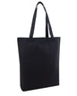 Black tote bag on a white background. OAD Gusseted Canvas Tote, Embroidered by Helmsman Stitch Co.