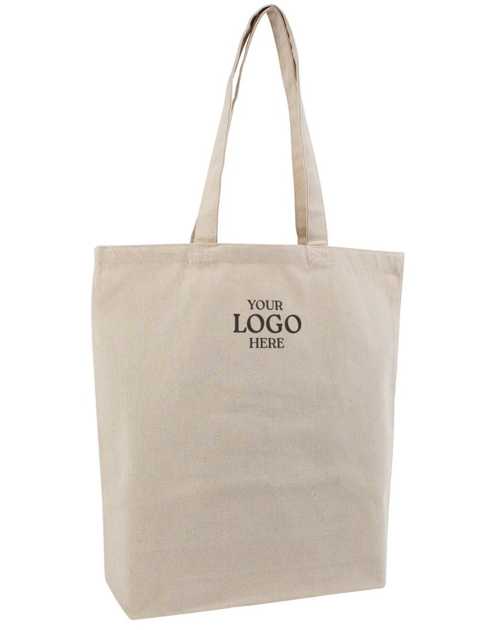 Beige tote bag with space for customization on a white background. OAD Gusseted Canvas Tote, Embroidered by Helmsman Stitch Co.