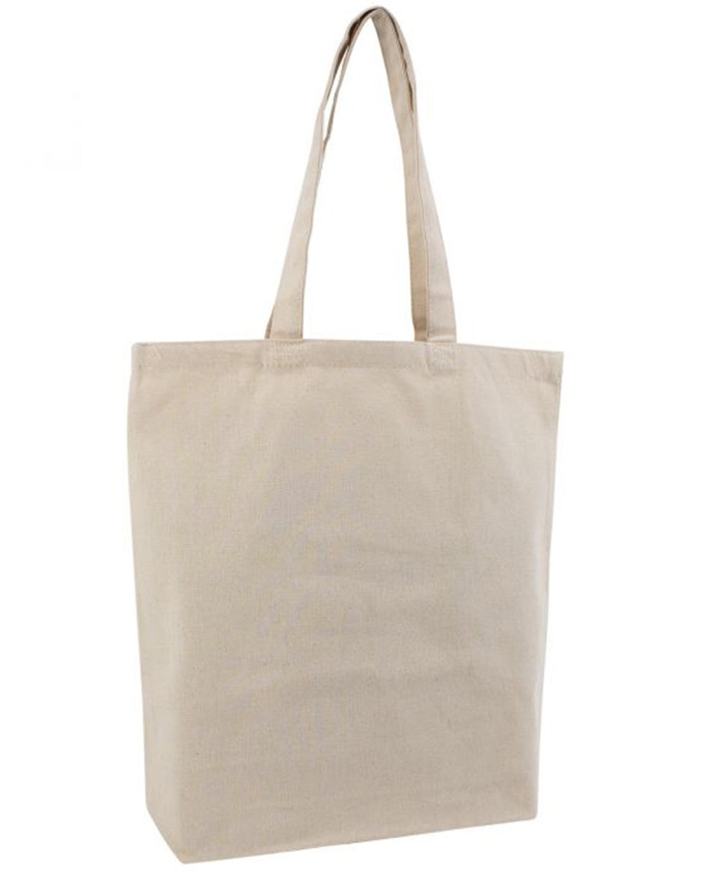 Beige tote bag on a white background. OAD Gusseted Canvas Tote, Embroidered by Helmsman Stitch Co.