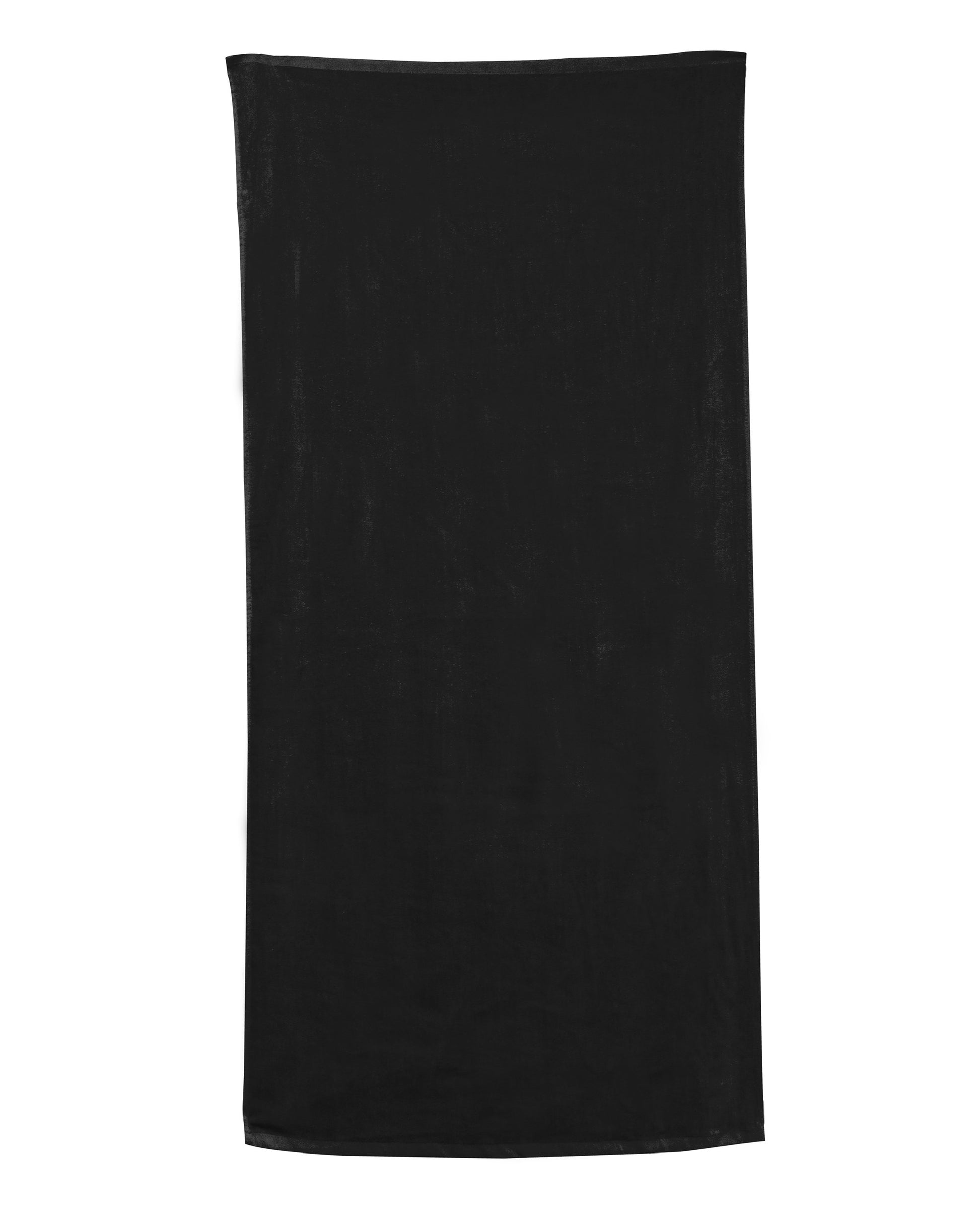 Black towel on a white background. OAD® Beach Towel, Embroidered by Helmsman Stitch Co.