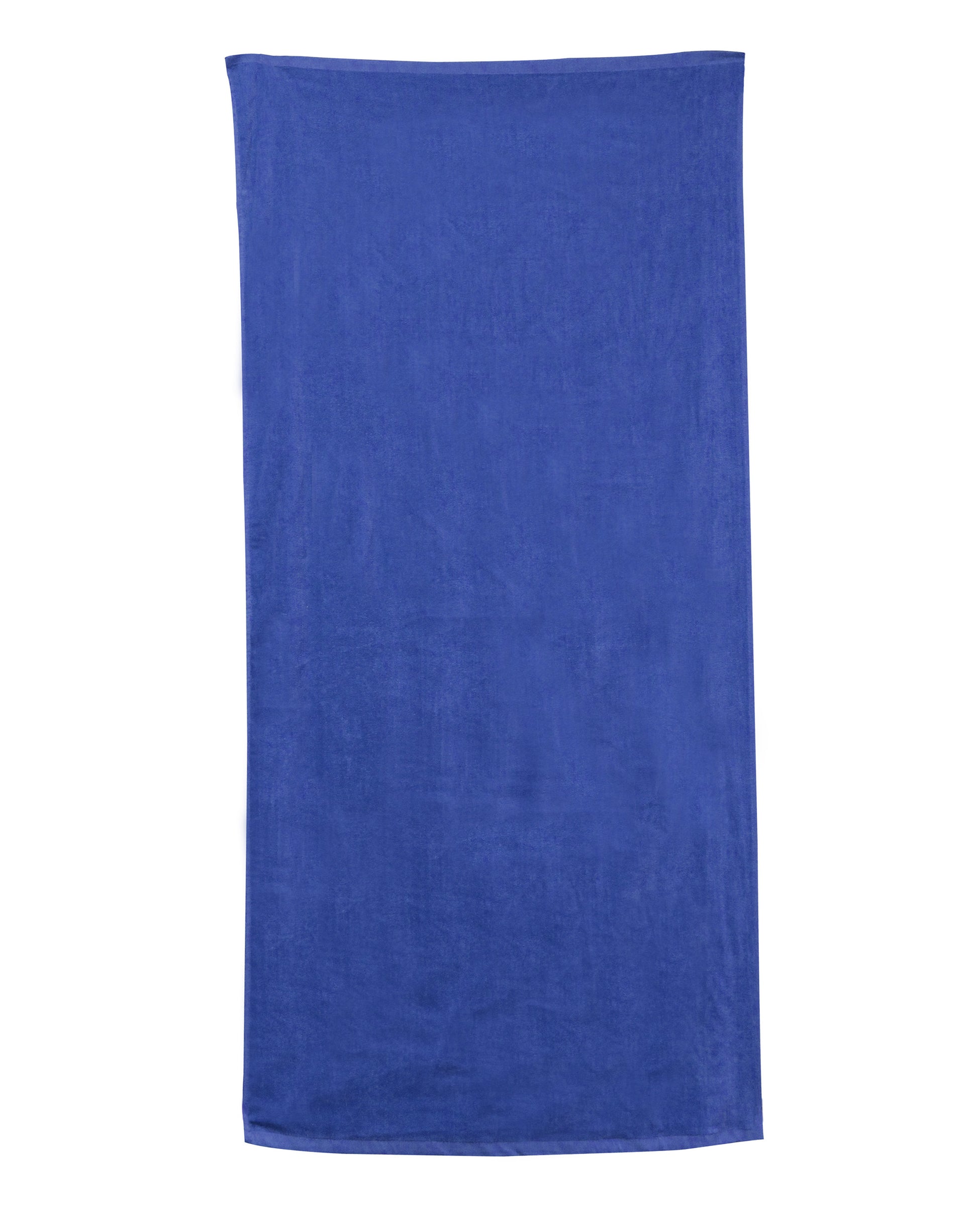 Blue towel on a white background. OAD® Beach Towel, Embroidered by Helmsman Stitch Co.