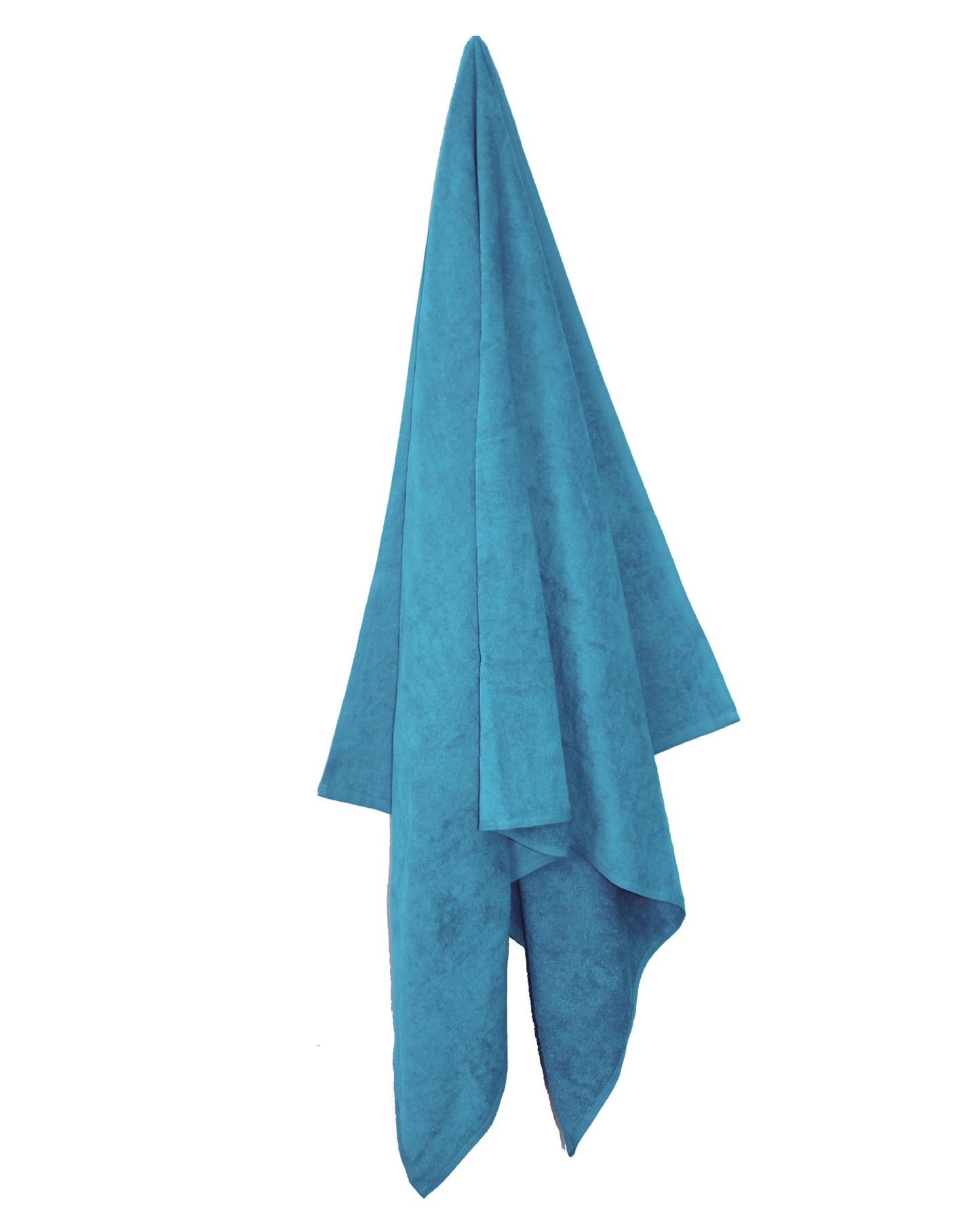 Blue towel hanging against a white background. OAD® Beach Towel, Embroidered by Helmsman Stitch Co.