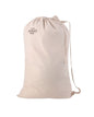 Beige drawstring bag with space for customization on a white background. OAD Large Cotton Laundry Bag, Embroidered by Helmsman Stitch Co.