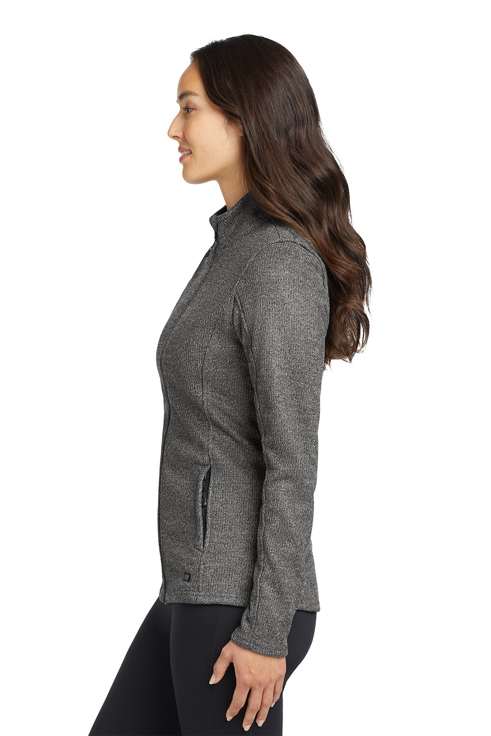 Woman wearing a gray jacket on a white background Embroidered OGIO® Women's Grit Fleece Jacket