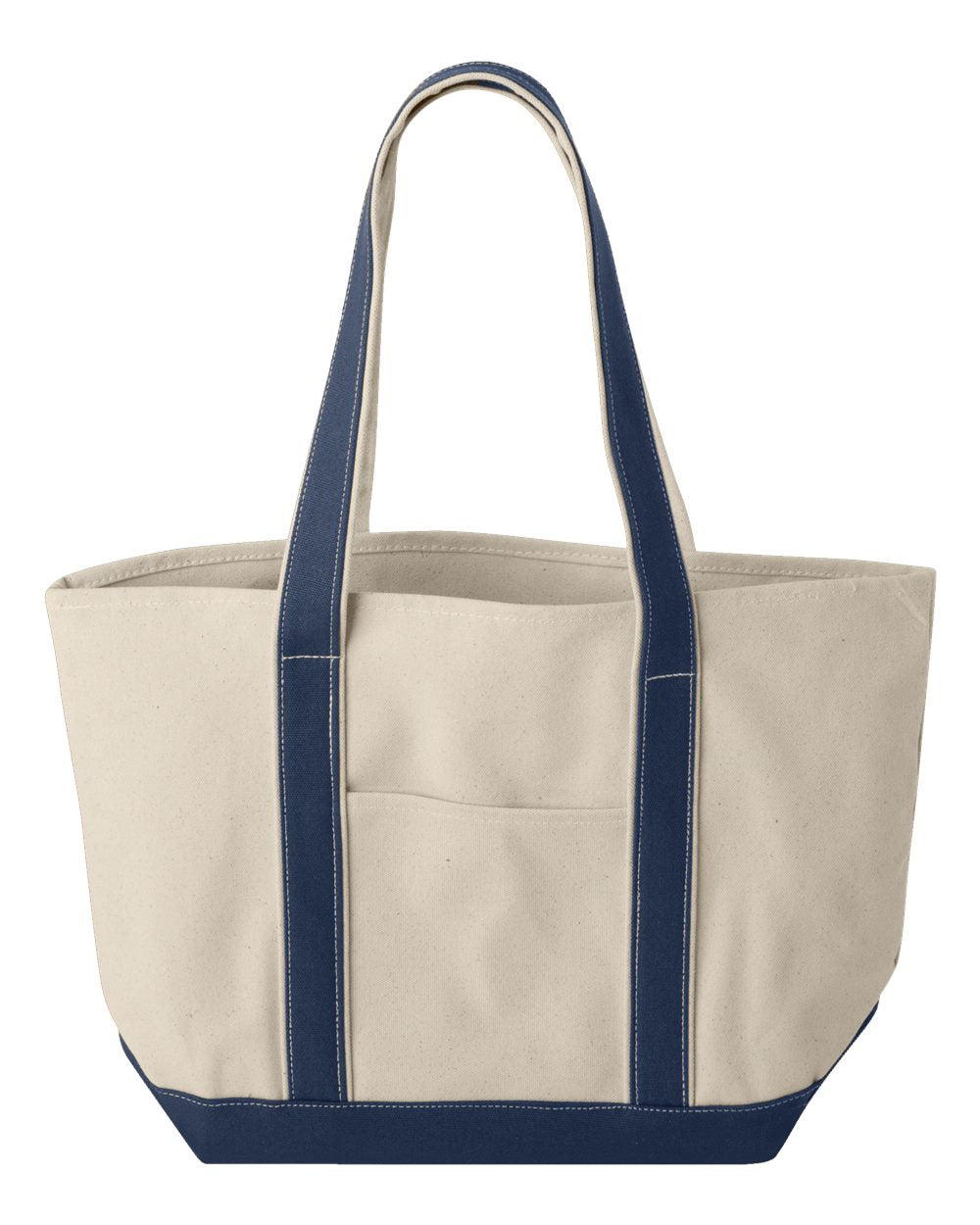 Beige tote bag with green handles and trim on a white background, MI Tote (Large), Natural Canvas Tote, Custom Text & Michigan Motif