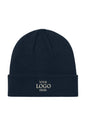 Black beanie with 'Your Logo Here' text on a white background Mercer+Mettle® Soft Blend Beanie, Embroidered