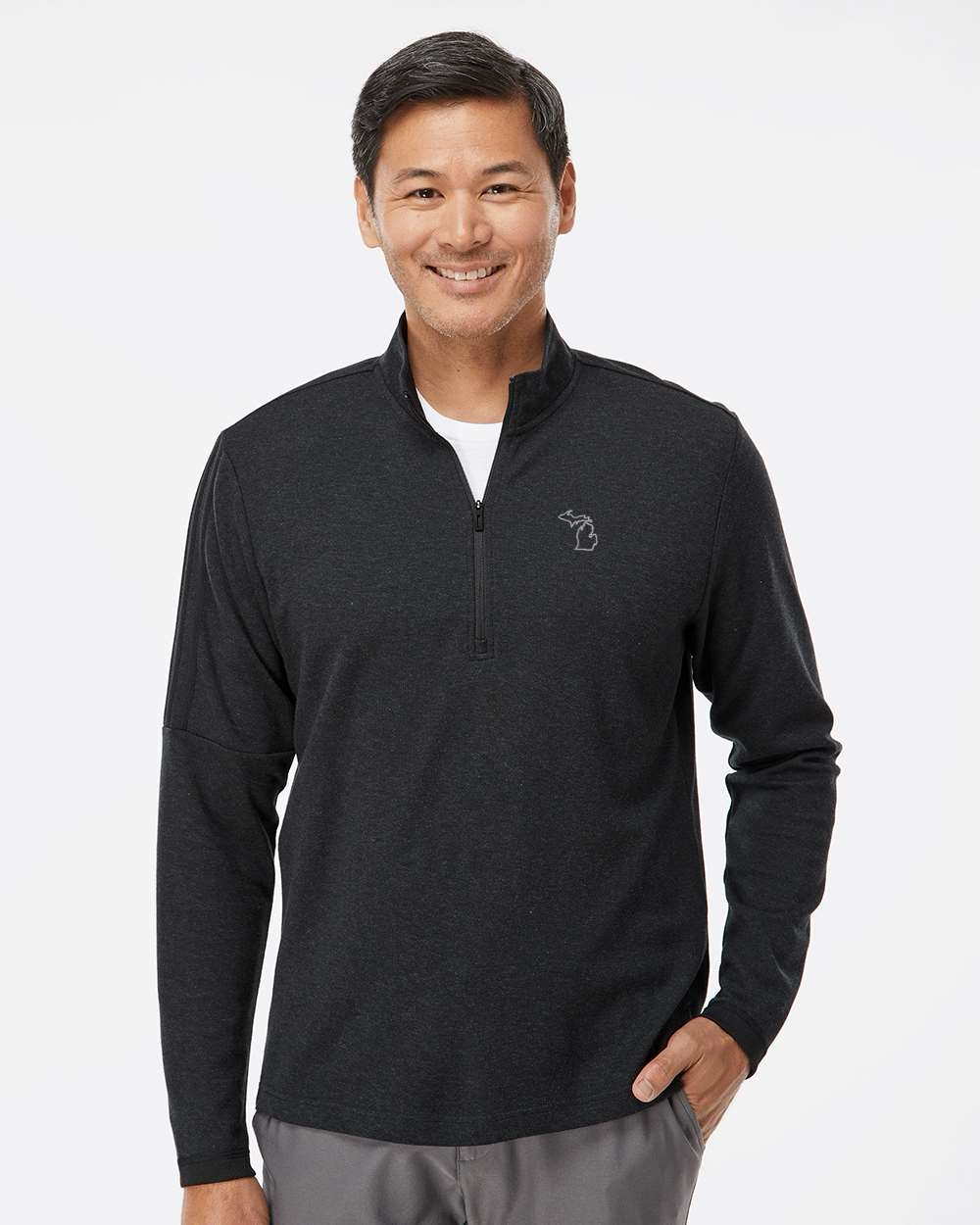 Men's 3-Stripes Quarter-Zip Sweater Pullover, MiOutline